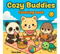 Cozy Buddies: Cute Coloring Book for Adults & Teens Featuring Cozy Animal Friends in Relaxing Summer Scenes.