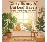 Cozy Bunny & Big Leaf Haven: An Adult Coloring Book of Sunlit Nooks, Lush Houseplants, and Quiet Moments