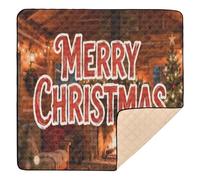 Cozy Cabin - Alfombra de juego para bebés con temática "Merry Christmas", suave y gruesa, para interiores y exteriores, portátil, para bebés, niños pequeños, 50 x 50 pulgadas