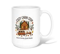 Cozy Cabin And Camping Van Adventure - Taza de café de cerámica, 425.2 g