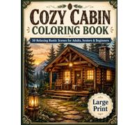 Cozy Cabin Coloring Book: 50 Relaxing Rustic Scenes with Bold & Simple Designs for Adults, Seniors & Beginners