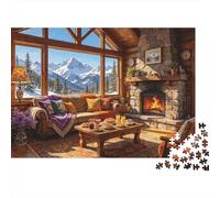 Cozy Cabin Puzzles 1000 Piezas Papel Reciclado Mountain View Puzzle para Niños a Partir de 6 Años Educational Game Challenge Fun Family Game 70x50cm/1000pcs