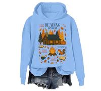 Cozy Cabin Reading Retreat - Sudadera divertida para amantes de los libros de otoño, Azul cielo-1, XL