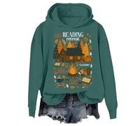 Cozy Cabin Reading Retreat - Sudadera divertida para amantes de los libros de otoño, Verde, 1, XXL