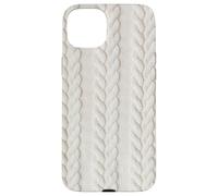 Cozy Cable Knit White Winter Christmas Theme Carcasa para iPhone 15 Plus