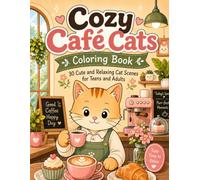 Cozy café Cats coloring Book: 30 Cute and Relaxing Cat Scenes for Teens and Adults