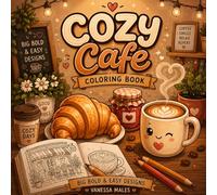 Cozy Cafe Coloring Book: 25 Cute & Relaxing Designs for Adults and Teens | Big Bold & Easy Coloring Pages (Cozy Bold & Easy Coloring Books)