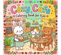 Cozy Cafe Coloring Book for Kids: 50 Cute & Easy Animal Cafe Scenes with Bold Lines - Adorable Bunny, Cat, Bear & Fox Coffee Shop Adventures for Children Ages 4-8