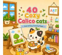 Cozy Calico Cats Coloring Book for Adults & Kids: Cute & Easy Relaxing Cat Coloring Pages for Stress Relief and Cozy Fun: 40 Adorable Simple Cat ... Home, Garden, Baking & Cute Everyday Scenes