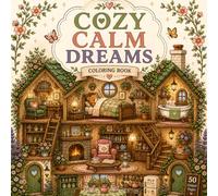 Cozy Calm Dreams Coloring Book: 50 Relaxing Cottagecore Scenes, Dollhouse Rooms and Cozy Fantasy Interiors for Adults and Teens