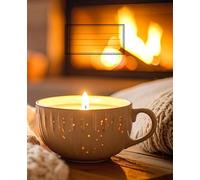 Cozy Candle Composition Notebook - 100 linen pages: 9.75 x 7.5 inches - Wide Ruled Journal for Writing, School, Office, Notes