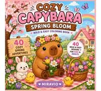 Cozy Capybara: Spring Bloom: Bold & Easy Coloring Book: 40 Cozy Spring Adventures for Kids & Adults (Cozy Capybara Coloring Adventures)