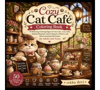 Cozy Cat Café Coloring: 50 Relaxing Coloring Pages of Cute Cats, Cozy Cafés, Teatime Moments, Sweet Desserts, Flowers, and Heartwarming Café Scenes for Adults and Teens