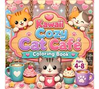 Cozy Cat Cafe Coloring Book: Cute Cats, Coffee, Desserts, Cozy Cafe Scenes and Kawaii Coloring Pages for Kids Ages 4-8