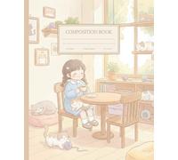Cozy Cat Café Themed Composition Notebook | 9.25in x 7.5in | College Ruled | 110 Page Notebook: Cute Pastel Notebook for School, Journaling, and Creative Writing