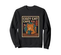 Cozy Cat Café Vintage Estilo Japonés Sudadera