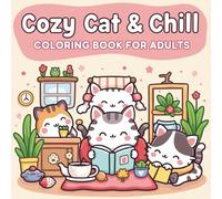 Cozy Cat & Chill Coloring Book for Adults: Relaxing Coloring Pages with Cute Cats, Cozy Cooking, Café Moments, and Peaceful Home Scenes for Stress Relief