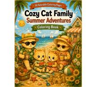Cozy Cat Family Coloring Book: Summer Adventures: 50 Adorable Summer Coloring Pages Featuring Cozy Cats, Beach Fun & Family Adventures