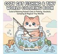 Cozy Cat Fishing & Tiny World Coloring: Cute & Relaxing Kawaii Cats in Fishing, Vacation, Camping & Magical Tiny Worlds | Bold & Easy Stress Relief Coloring Book for Adults & Teens