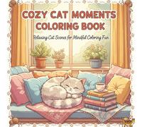 COZY CAT MOMENTS COLORING BOOK: Relaxing Cat Scenes for Mindful Coloring Fun 50 Designs for Kids Teens and Adults 8.5x8.5 inches (The Calm Corner Series)