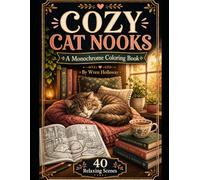 Cozy Cat Nooks: A Monochrome Coloring Book for Adults | 40 Relaxing Scenes of Cats in Cozy Spaces