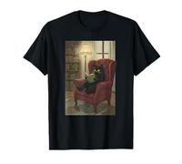 Cozy Cat Reading Book On Couch Relaxing Camiseta