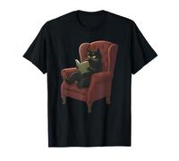 Cozy Cat Reading Book On Couch Relaxing Camiseta