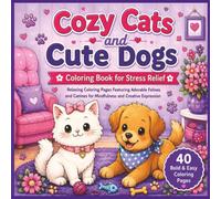 Cozy Cats and Cute Dogs Coloring Book for Stress Relief: Bold & Easy Coloring Pages Featuring Adorable Pets, Cozy Moments, Floral Patterns, Cute ... Adults and Teens (Cozy Coloring Collection)
