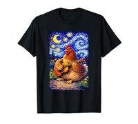 Cozy Chicken Playing Guitar Whimsical Art Music Farmer Hen Camiseta