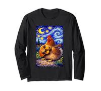 Cozy Chicken Playing Guitar Whimsical Art Music Farmer Hen Manga Larga