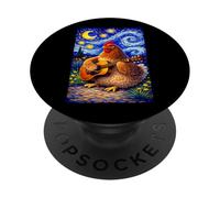 Cozy Chicken Playing Guitar Whimsical Art Music Farmer Hen PopSockets PopGrip Adhesivo