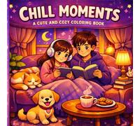 Cozy Chill Moments Coloring Book: Cute and Cozy Coloring Book for Adults and Teens with Girls, Boys, Pets, Relaxing Hobbies, and Comfy Daily Life Scenes for Stress Relief