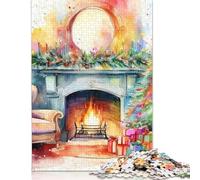 Cozy Christmas at Home Puzzles Imposible,desafío para Adultos Juego Educativo 1000 Piezas Obra De Arte De Juego De para Adultos Y Niños 500pcs (52x38cm)
