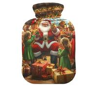 Cozy Christmas Celebration - Botella de agua caliente con cubierta suave, calentador de pies con funda suave, bolsa de agua caliente para calentador de pies y alivio del dolor, 2 litros