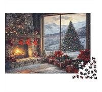 Cozy Christmas Interior Rompecabezas 1000 Piezas Winter Holiday Scene Regalo Familiar Hombre Mujer Adultos DIY Papel Desafío Imposible 38x26cm/1000pcs