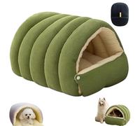 Cozy Cocoon Dog Bed & Cat Bed Cave - Plush Hooded Pet Bed with Anti-Slip Bottom, Washable Dog Bed for Calming Indoor Cats and Small Breeds (Green,L)