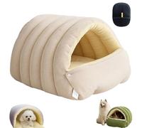 Cozy Cocoon Dog Bed & Cat Bed Cave - Plush Hooded Pet Bed with Anti-Slip Bottom, Washable Dog Bed for Calming Indoor Cats and Small Breeds (White,S)