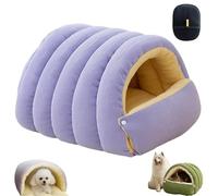 Cozy Cocoon Dog Bed & Cat Bed Cave - Plush Hooded Pet Bed with Anti-Slip Bottom, Washable Dog Bed for Calming Indoor Cats and Small Breeds (Purple,S)