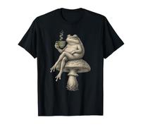 Cozy Coffee Frog Lover Cottagecore Estética Camiseta