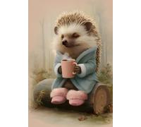 Cozy Coffee Hedgehog Composition Notebook: Cute Cottagecore Writing Journal | 6 x 9 Wide-Ruled Pages with Margin for Women, Teens, Tea Lovers and Whimsical Animal Fans