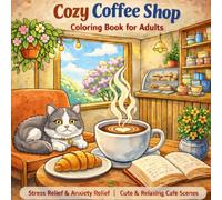 Cozy Coffee Shop Coloring Book for Adults: Stress Relief & Anxiety Relief - Cute & Relaxing Café Scenes