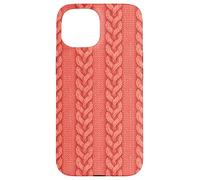 Cozy Coral Knit Print Pattern Phone Winter Aesthetic Carcasa para iPhone 15
