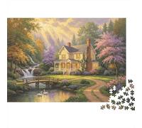 Cozy Cottage 1000 Piezas Jigsaw Puzzle Papel Reciclado Spring Garden Puzzles para Adultos Difícil e Imposible Challenging Alivia la Demencia Senil Fun 70x50cm/1000pcs