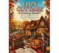 Cozy Cottage Coloring Book: Charming Country Cottages, Flowers, Cats, Books, Tea & Peaceful Garden Escapes