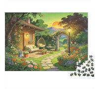 Cozy Cottage Puzzle para Adultos 1000 Piezas Reciclable Sunset Scene Puzzles Interesting Family Game Props Fun Present for Holiday Blessings Gift 38x26cm/1000pcs