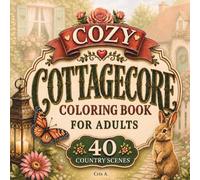 Cozy Cottagecore Coloring Book for Adults: 40 Original Country Scenes + 3 Bonus Illustrations | Cozy Cottages, Gardens & Countryside Animals | ... for Stress Relief, Relaxation & Mindfulness
