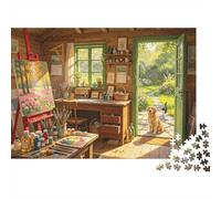 Cozy Cottagecore Puzzles 1000 Piezas Material reciclable Painting Studio Senior Puzzles Juego Educativo Antiestrés Juego Entre Padres e Hijos Props 52x38cm/1000pcs