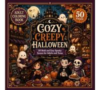 Cozy Creepy Halloween: 50 Bold and Easy Spooky Scenes for Adults and Teens, Cute Little Ghosts, Black Cats, Pumpkin Cafes and Haunted Village Nights, ... Relaxing Coloring Book for Stress Relief