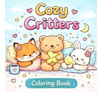 Cozy Critters: Cute Animal Coloring Book for Adults and Teens Featuring Super Cute Animal Characters with Easy and Simple Designs for Relaxation