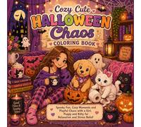 Cozy Cute Halloween Chaos Coloring Book: Playful Spooky Moments with a Girl, Puppy and Kitten Featuring Cute Costumes, Haunted Fun and Cozy Mischief for Relaxation and Stress Relief